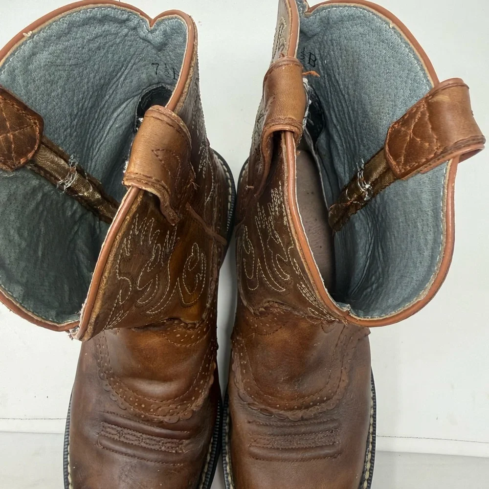 Ariat Fatbaby Saddle Cowboy Boots 7.5B Brown Cowgirl Western Rodeo Pull On - Picture 6 of 11